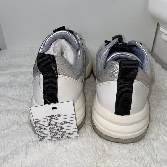 Chocolat Blu Women's Move Silver White Sneakers Atheltic Shoes 6.5 Futuristic - Picture 5 of 6